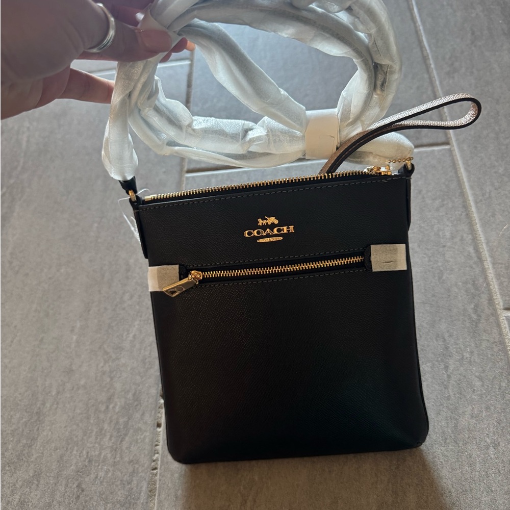 Coach Black Crossbody Bag with Gold Accents